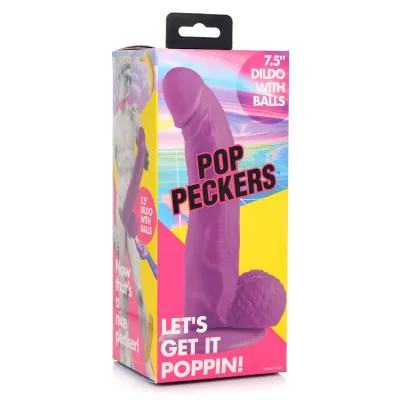 Pop Pecker 7 5 Inch Dildo With Balls Purple