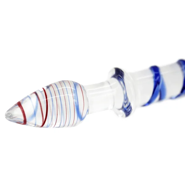 Dual-Ended Swirl Glass G-Spot / P-Spot Dildo & Anal Plug