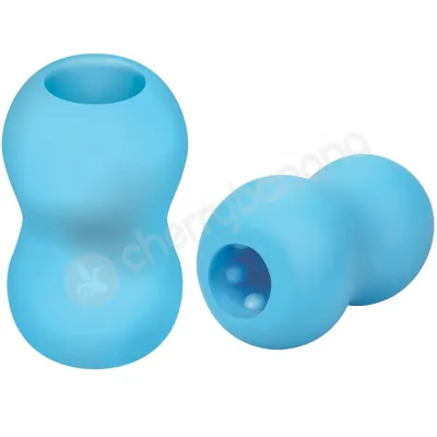 Zolo Mini Double Bubble Squeezable Textured Blue Penis Stroker