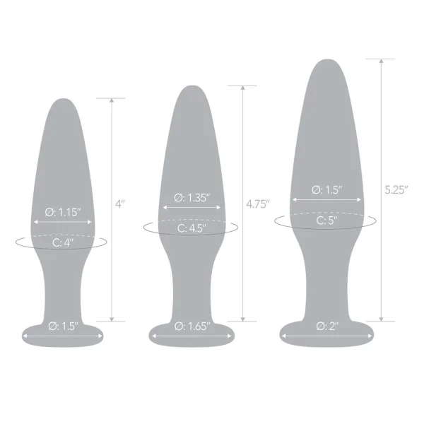 Gläs 3 pcs Anal Training Set Glass Butt Plugs