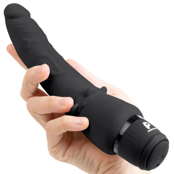 Powercocks Slim Anal Realistic Silicone Waterproof Rechargeable 7" Vibrator - Black