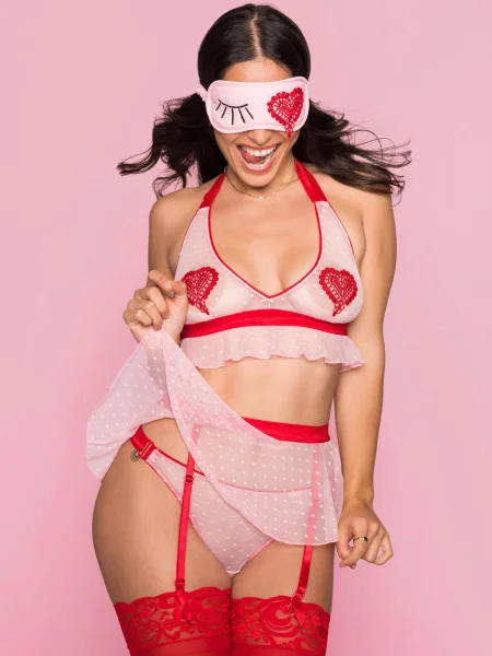 Lovehoney Sweet Love Pink Bra Set and Eye Mask