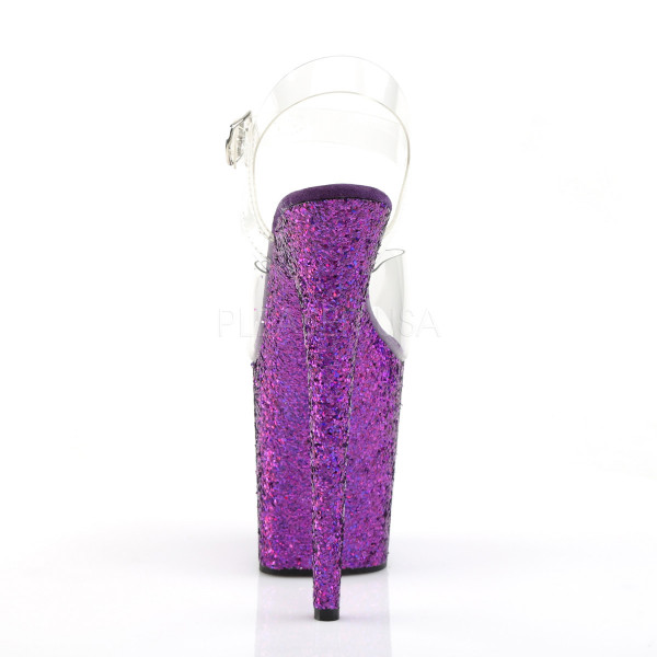 8 inches Heel, 4 inches PF Ankle Strap Sandal W/Holographic Glitter Cov — image 4 of 12