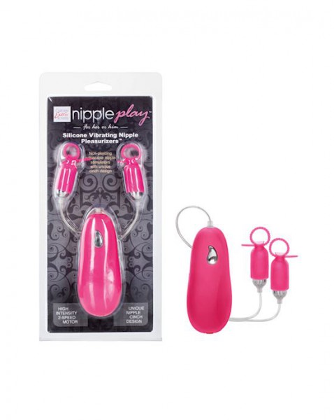 Nipple Play Silicone Vibrating Nipple Pleasurizers - Pink