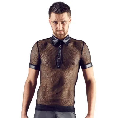 Svenjoyment Wet Look Fishnet Men s Polo Shirt