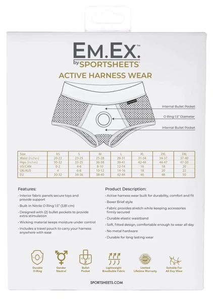 EM.EX. Fit Harness Fishnet Strap-On Harness Brief By Sportsheets - Large, Waists 28" to 31"