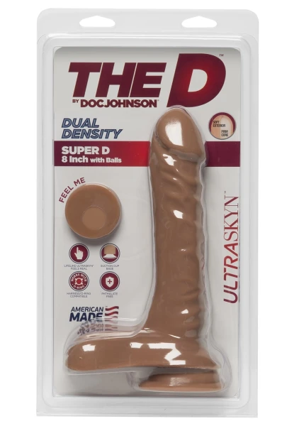 The D - Super D 8" Suction Cup Dildo by Doc Johnson - Chocolate