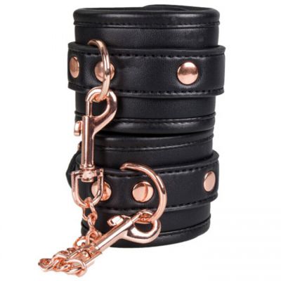 Bondara Bound Black Faux Leather Wrist Cuffs