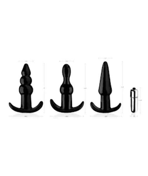 Thrill Trio Anal Plug Set  - Black - 4 Inch — image 6 of 6