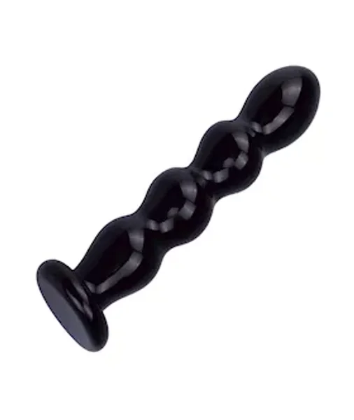 Black Glass Beaded Butt Plug - Black - 6.1 Inch — image 4 of 4