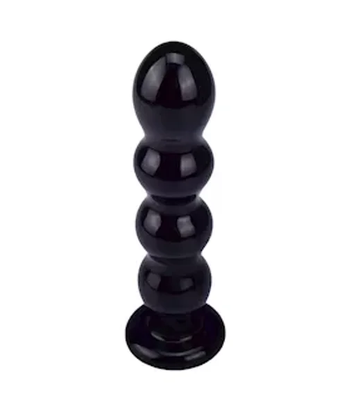 Black Glass Beaded Butt Plug - Black - 6.1 Inch — image 3 of 4