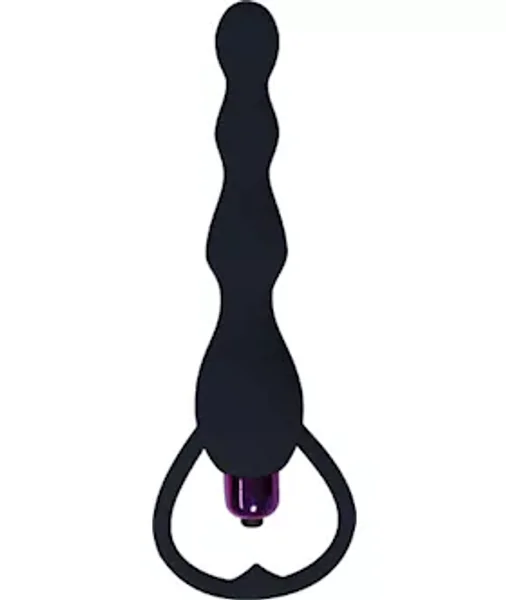 Silicone Vibrating Anal Beads - Black — image 2 of 2