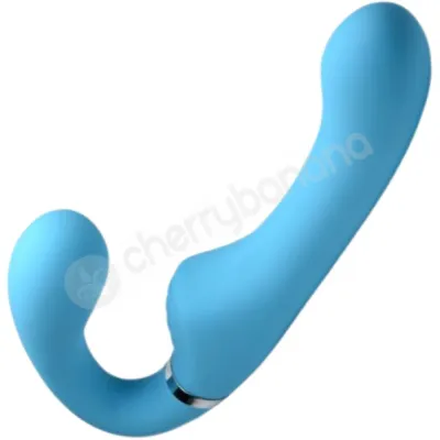Strap U Blue 10x Mighty Rider Vibrating Silicone Strapless Strap on