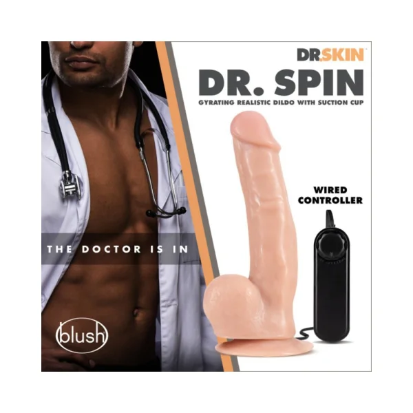 Dr. Skin - Dr. Spin 8" Gyrating Dildo Vanilla — image 9 of 10