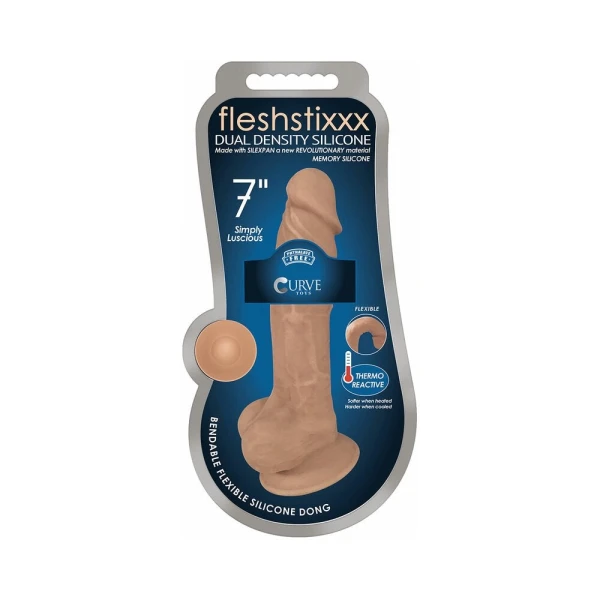 Fleshstixxx 7in Silicone Dildo With Balls Latte