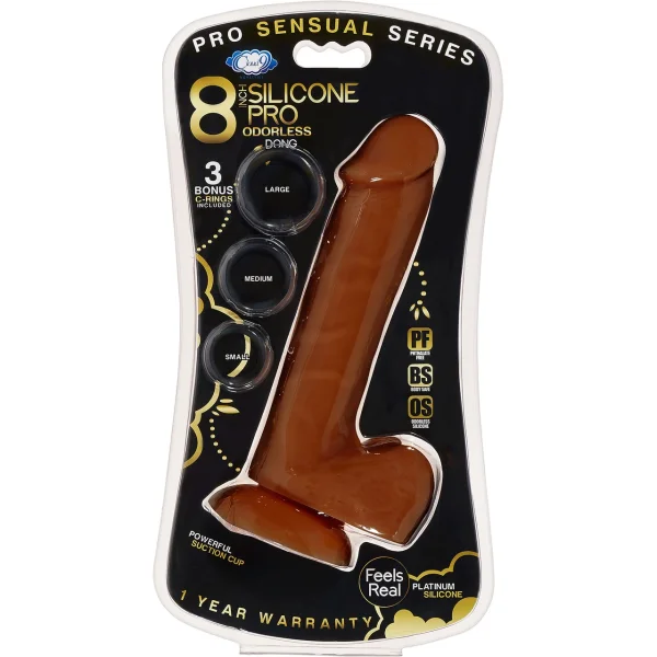 Cloud 9 Pro Sensual Premium Silicone 8 Inch Suction Cup Dildo - Chocolate