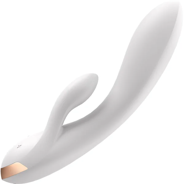 Satisfyer Double Flex Rechargeable Waterproof App Enabled 12-Function Rabbit Vibrator - White