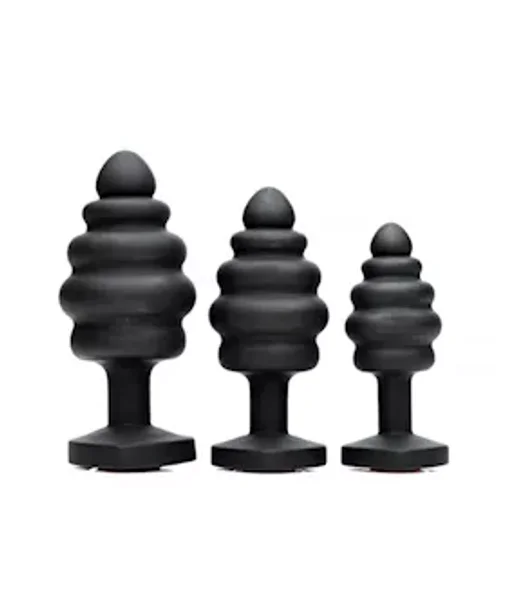 Heart Gem Silicone 3 Piece Anal Plug Set - Black - 3.6 Inch — image 6 of 10