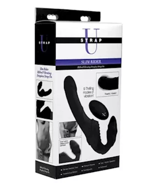 Pro Rider 9x 8.5" Vibrating Silicone Strapless Strap On With Remote Control - Black - 8.5 Inches — image 6 of 6