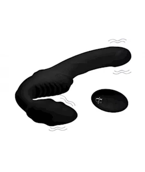 Pro Rider 9x 8.5" Vibrating Silicone Strapless Strap On With Remote Control - Black - 8.5 Inches — image 8 of 12