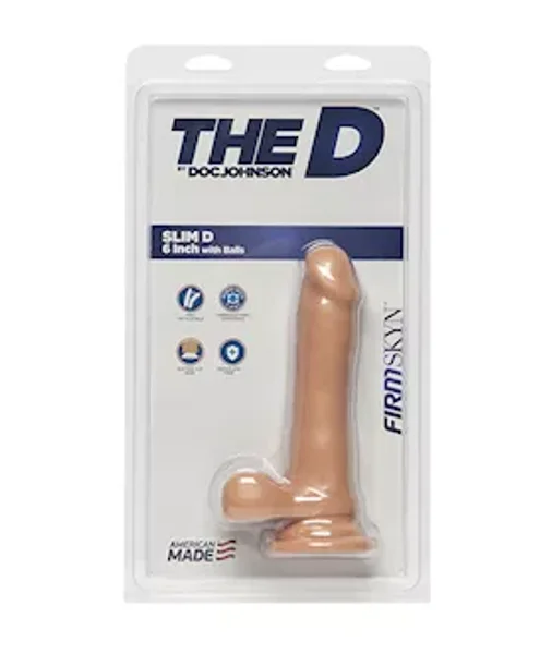 The D - Slim D Dildo With Balls - Tan - 6 Inch — image 4 of 4