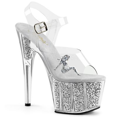 7 inches Heel 2 3 4 inches PF Ankle Strap Sandal w Gltr Trucker Girl