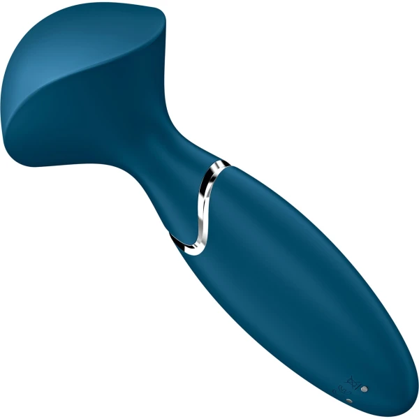 Satisfyer Mini Wand-er Silicone Rechargeable Waterproof Wand Style Vibrator - Blue