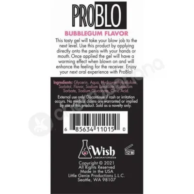 Problo Oral Pleasure Gel Bubblegum Flavoured Oral Sex Gel 29ml
