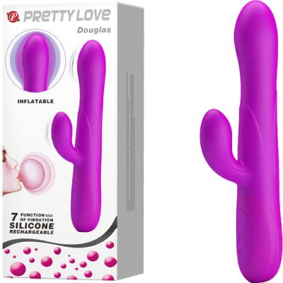 Pretty Love Rechargeable Douglas Inflating Rabbit Vibrator Purple