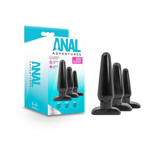 Anal Adventures Basic Plug Kit Black