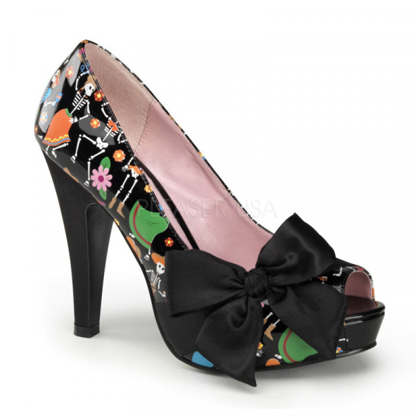 BETTIE-13 - 4 1/2" Heel, 1" Hidden P/F Open Toe Pump W/ Large Satin Bow — image 9 of 12