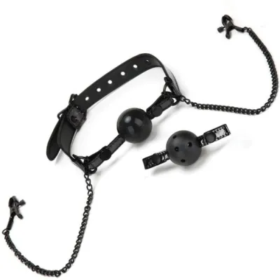 Whip Smart Ball Gag Nipple Clamps Set