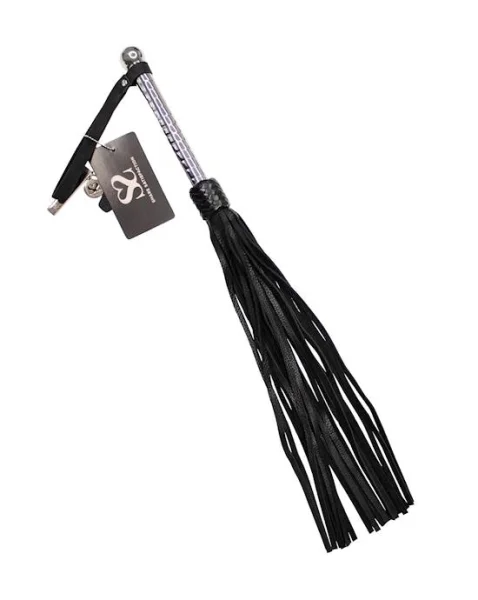 Bound X Leather Flogger With Spiral Metal Handle