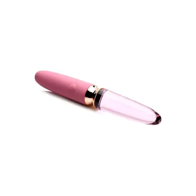 Prisms Erotic Glass Vibra Glass 10X Rose Dual Ended 7 Silicone Glass Vibrator