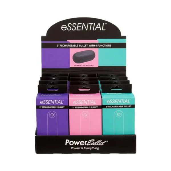 Power Bullet Essential 3 inches Rechargeable Bullets Vibrator Display 12 Count
