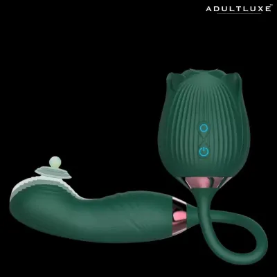 The AdultLuxe Godsend Rose Sucker with Flapping Dildo