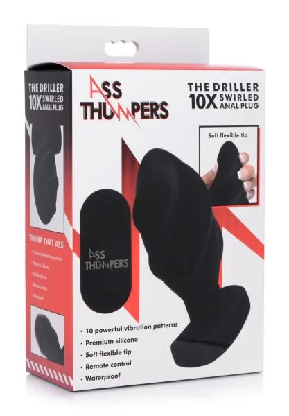 The Driller 10x Swirled Silicone Remote Control Vibrating Butt Plug — image 7 of 8