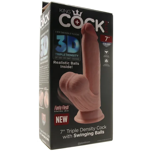 King Cock Plus - 7 Inch 3D Cock with Swinging Balls