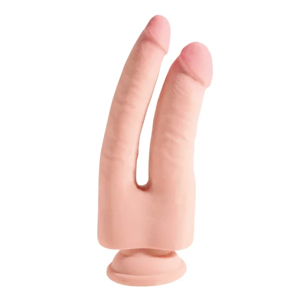 King Cock Plus 9.5" Triple Density Double Penetrator Dildo With Suction Cup Base - Vanilla