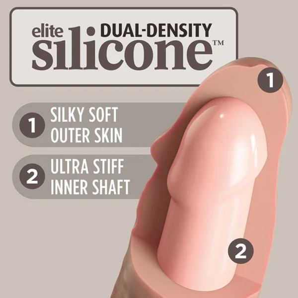 King Cock Elite 9 Inch Dual Density Vibrating Cock Flesh Pink
