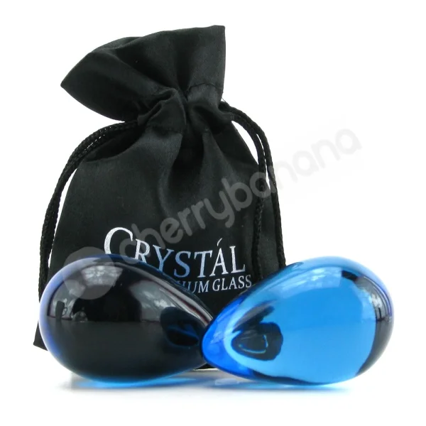 Crystal Blue Large Premium Glass Eggs
