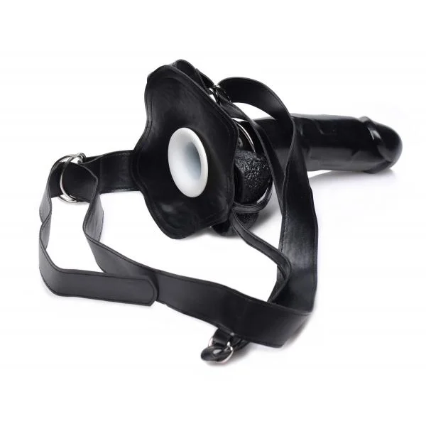 Infiltrator II Hollow Strap On With 9 Inches Dildo Black
