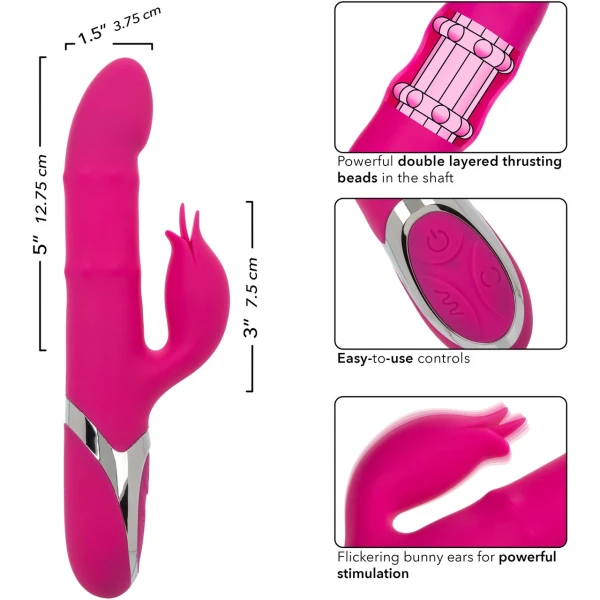 Enchanted Embrace Rechargeable Silicone Dual Stimulation Vibrator With Thrusting Beads By CalExotics