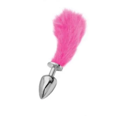 Chloe Small Silver Butt Plug Short Pink Tail