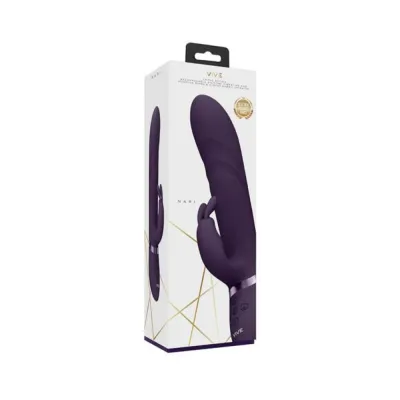 Rabbit Vibrators Vive Nari Rechargeable Silicone G spot Rabbit Vibrator With Rotating Beads Purple