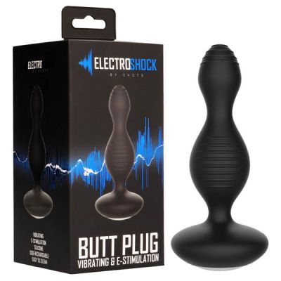 Electro Shock Vibrating Buttplug Black 14 cm 5 5 USB Rechargeable Vibrating Butt Plug with E Stim