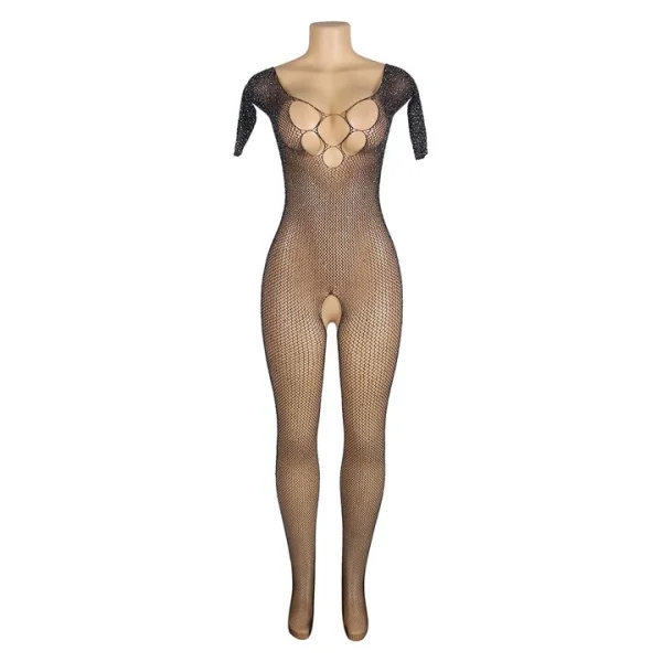 Bondara Flirt Off-the-Shoulder Crotchless Diamante Bodystocking