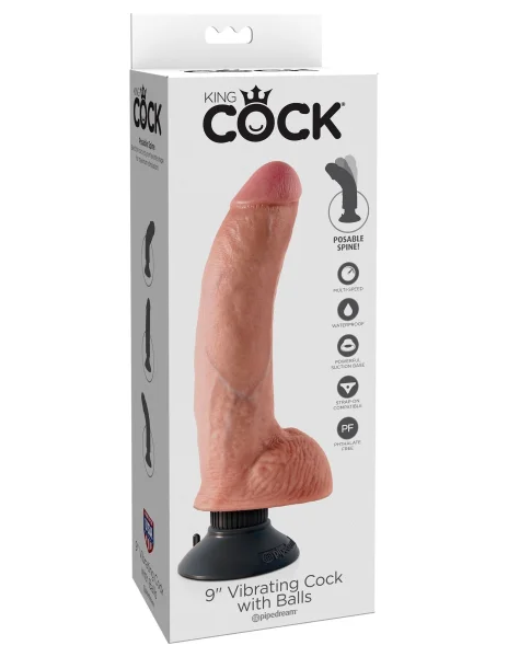 KING COCK 9 in. with Balls Vibrating REALISTIC DILDO