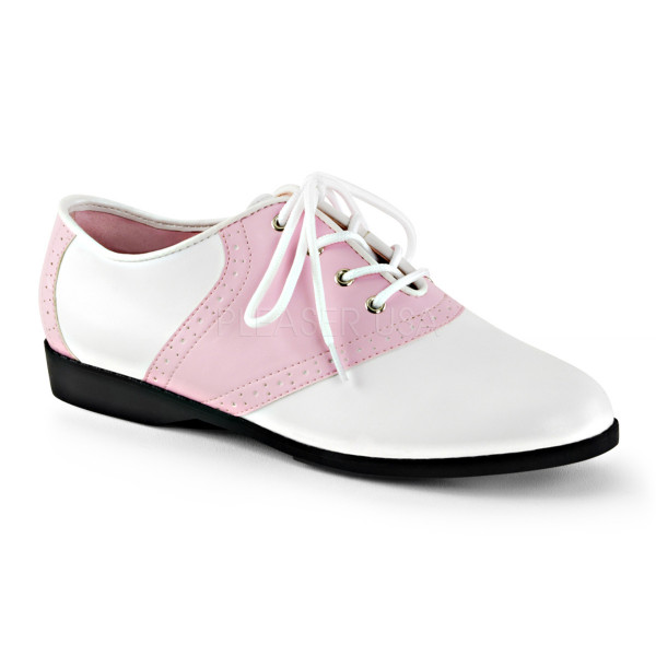 Front Lace Up Flat Saddle Shoes