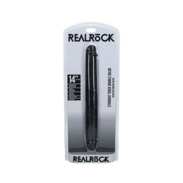 Couples Dildos: Realrock 14 In. Thick Double-ended Dong Black